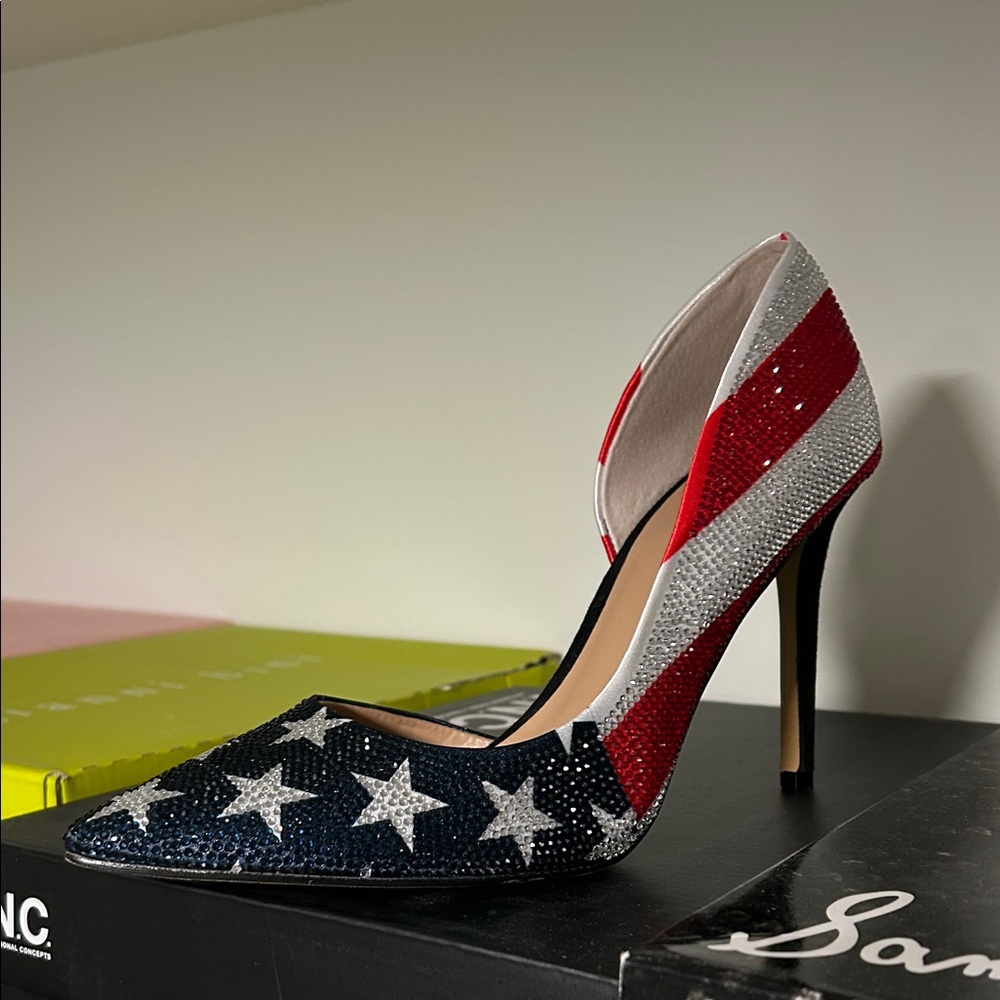 INC International Concepts Red, White & Blue Crystal Starpoint Pump